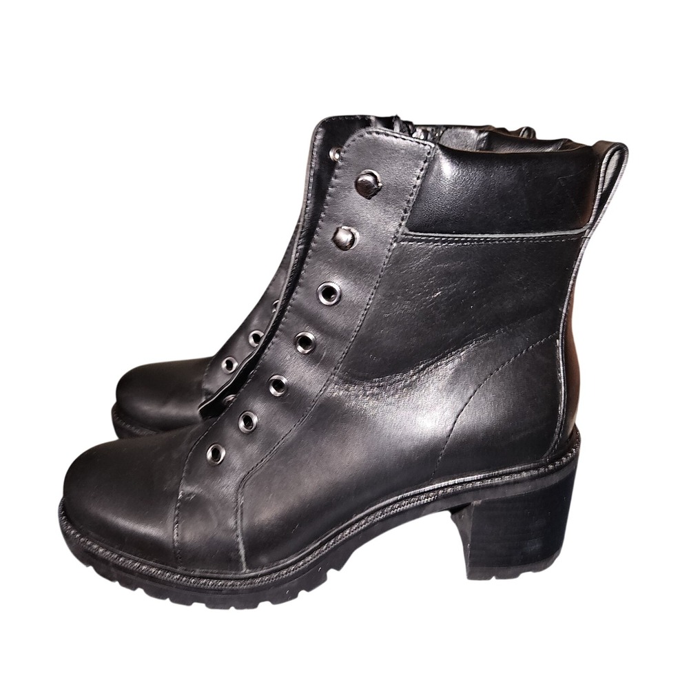 Vince Camuto Gavian Black Leather Lace Up Ankle Boots Women's Size 7 - EUC